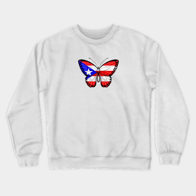 Puerto Rican Flag Butterfly Crewneck Sweatshirt by jeffbartels